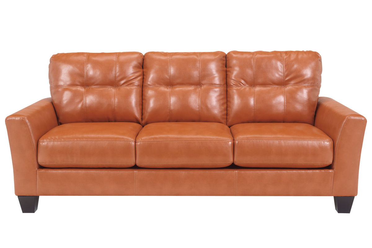 orange leather sofa sale
