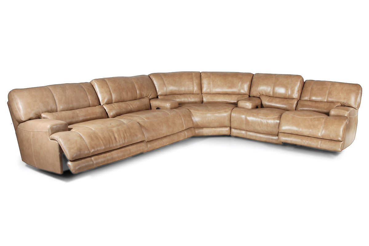 corry 6 piece leather power reclining sectional sofa