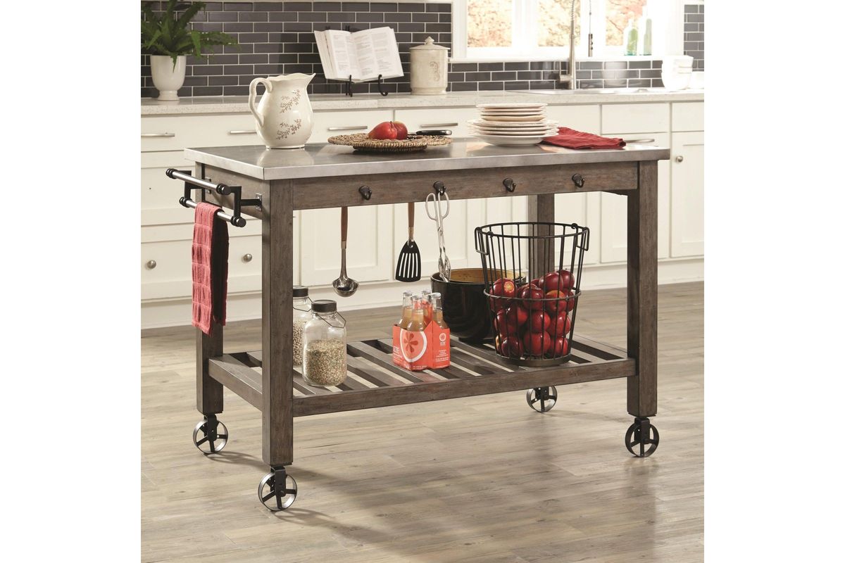 Scott Living Davenport Rustic Industrial Kitchen Cart With Wheels   108014 1200x800 