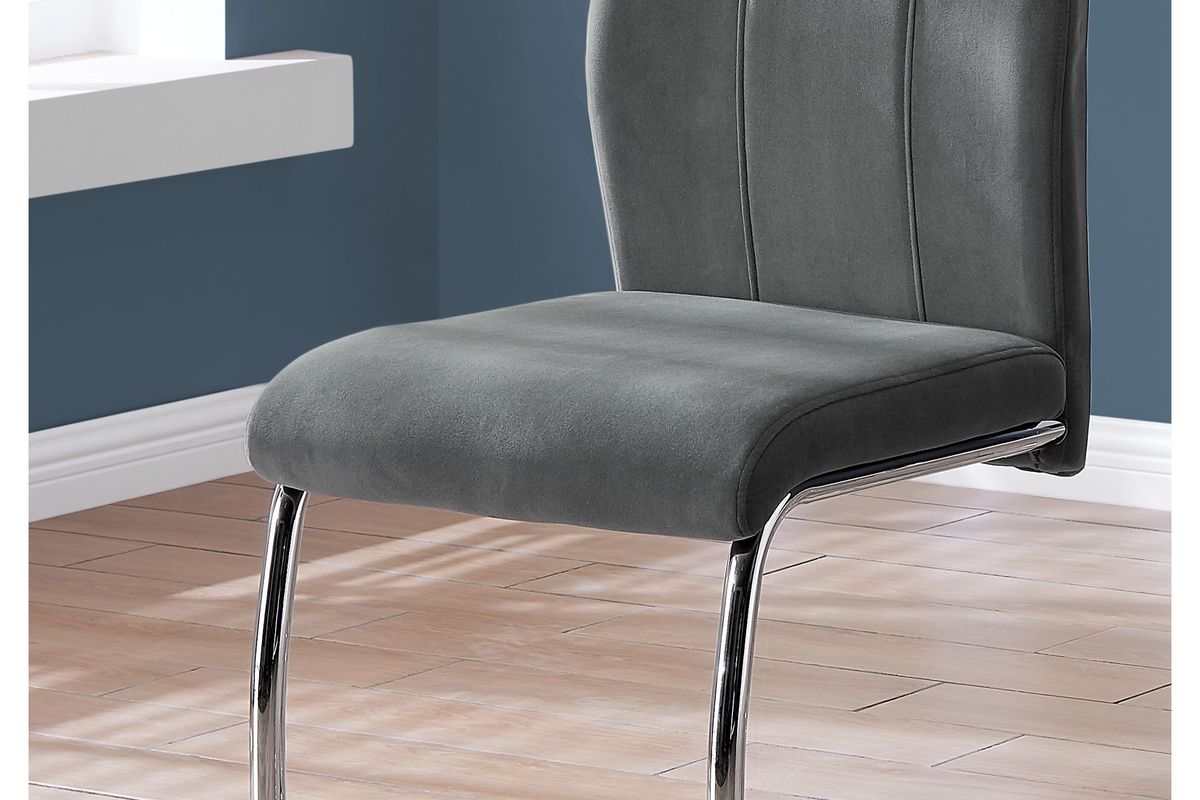 Dark Grey Velvet Dining Chair - Set of 2 by Monarch at Gardner-White