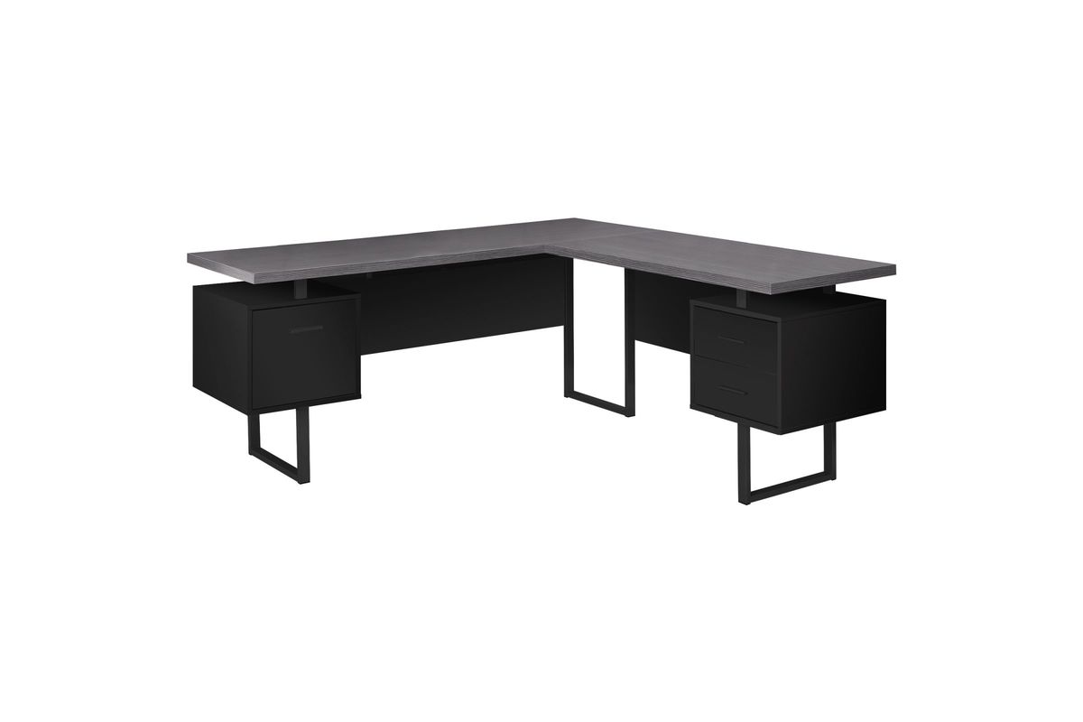 Black And Grey Extra Long Corner Computer Desk By Monarch