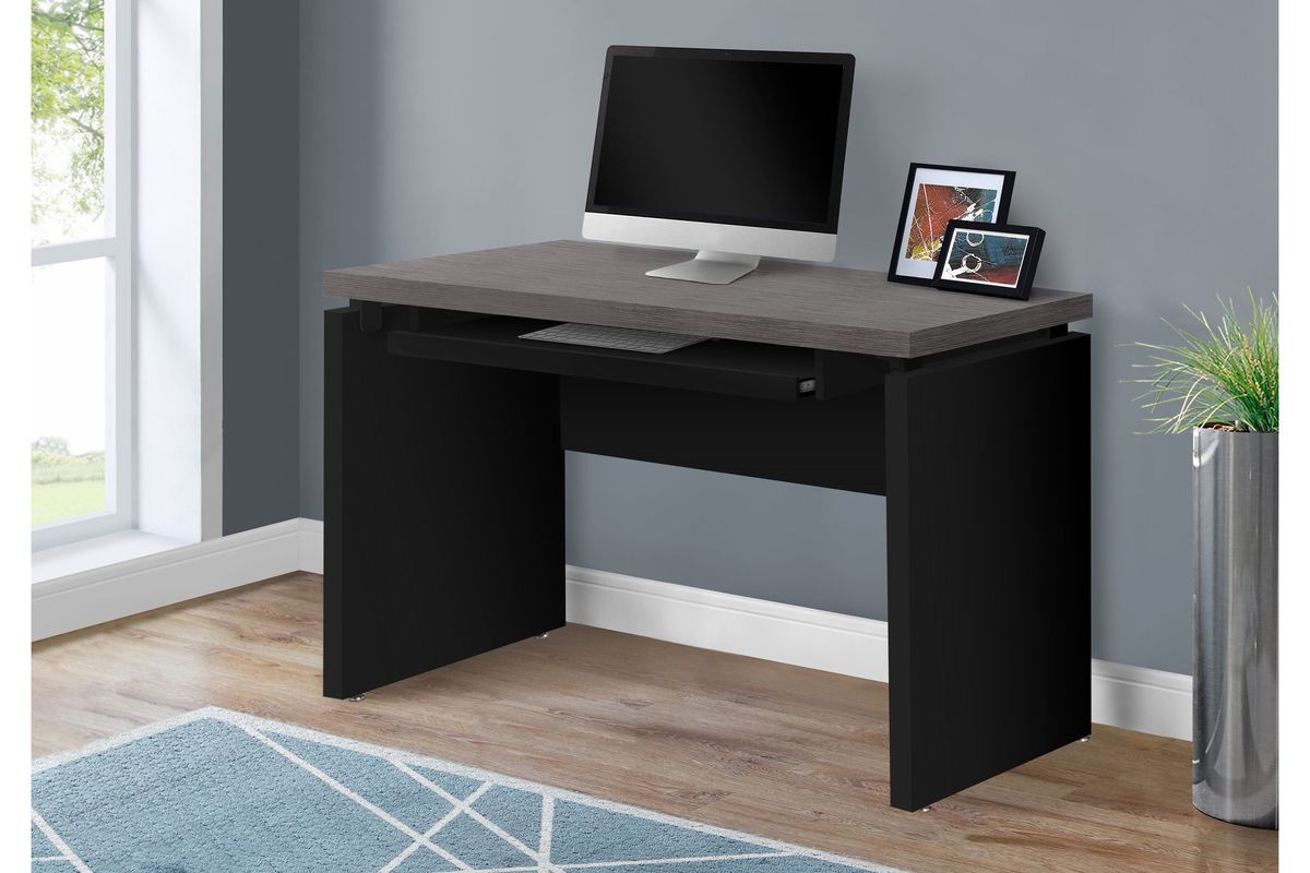 Black Computer Desk with Pull-Out Keyboard Tray by Monarch