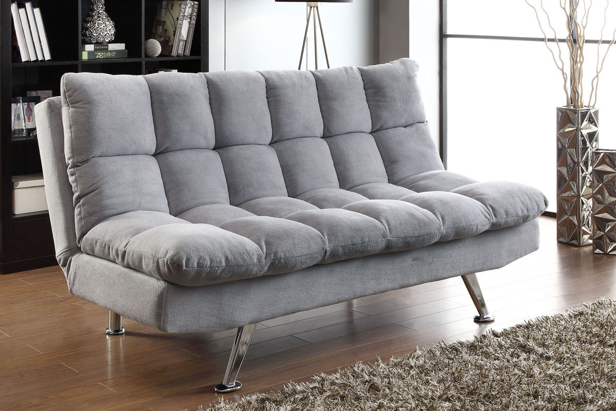 grey futon in living room ideas