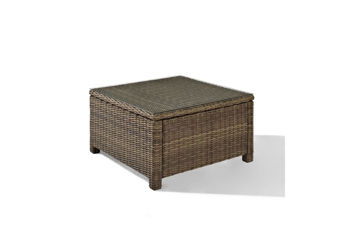 Bradenton Sectional Glass Top Coffee Table In Weathered