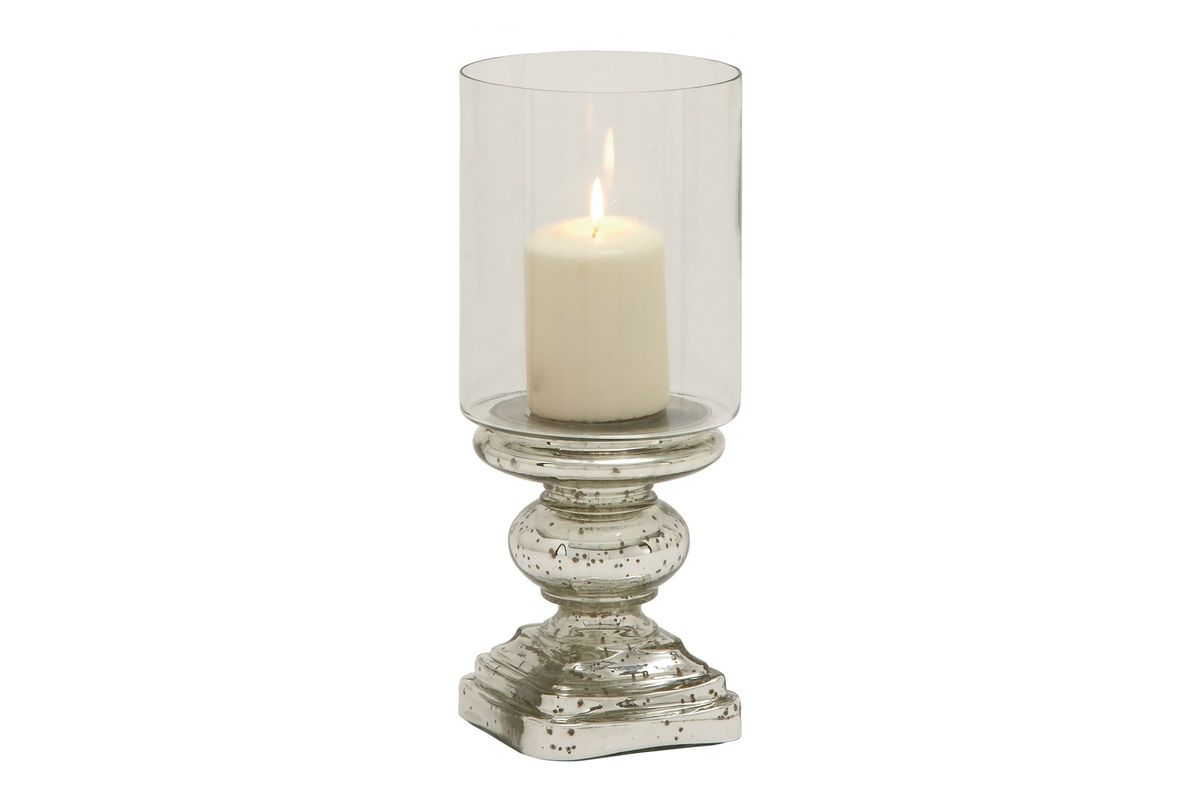 Rustic Elegance Tarnished Silver Hurricane Candle Holder by UMA